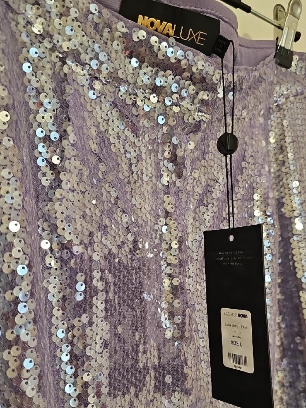 NWT Sequin Wide-Leg Pants - Lavender - Picture 4 of 5